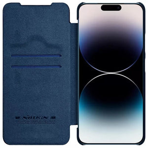 iPhone Camera Protection QIN Leather Flip Case Blue