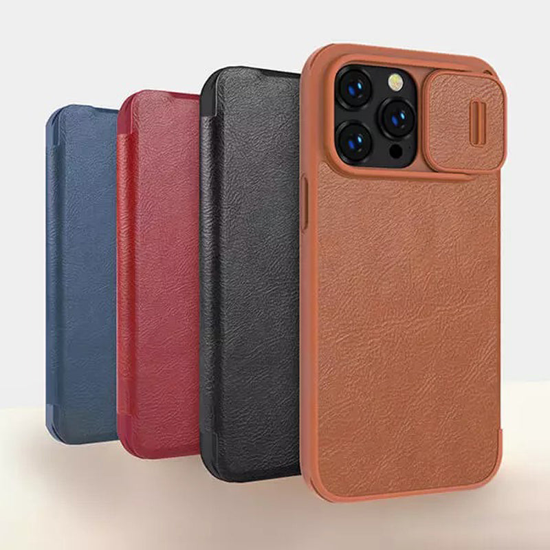 iPhone Camera Protection QIN Leather Flip Case Blue