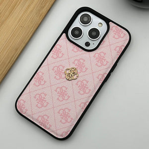 iPhone Luxury GS Fashion Leather Metal Logo Case Cover Clearance Sale