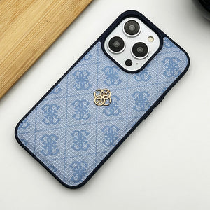iPhone Luxury GS Fashion Leather Metal Logo Case Cover