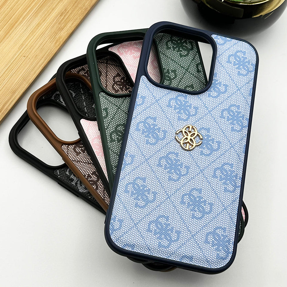 iPhone Luxury GS Fashion Leather Metal Logo Case Cover