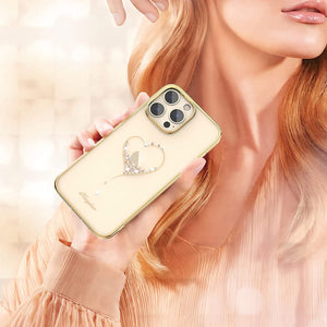 iPhone Heart Rhinestone Diamond Plated Hard Clear PC Back Cover