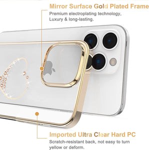 iPhone Heart Rhinestone Diamond Plated Hard Clear PC Back Cover