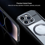 iPhone 15 Series Airbag Shockproof Bumper Shell Cyber Magnetic Holder Series Case Cover Black
