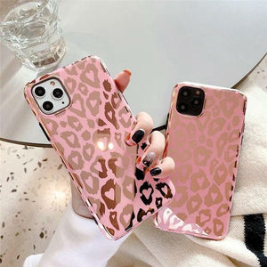 iPhone Pink Leopard Luxury Blue Ray Case Cover