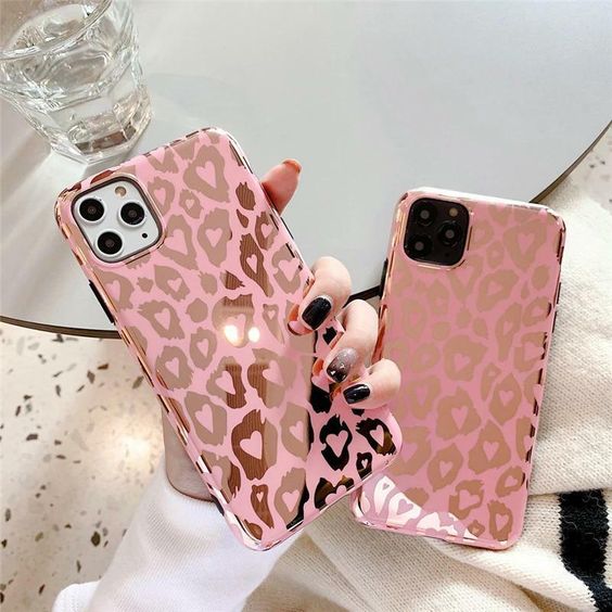 iPhone Pink Leopard Luxury Blue Ray Case Cover