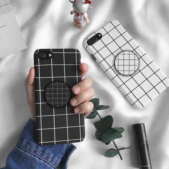 Lattice Stripe Simple Black White Case Cover