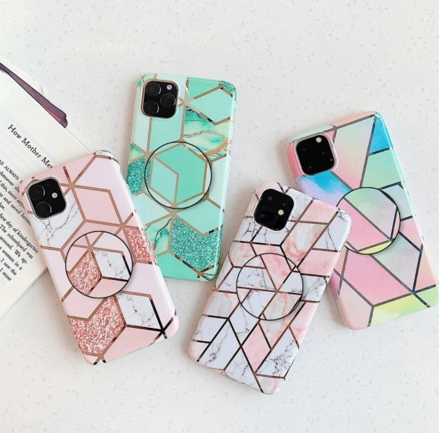 marble case cover pink green white multicolor