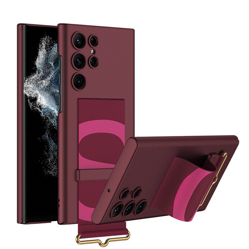 Samsung Galaxy S23 Ultra Back Wristband Strap Kickstand Cover Case
