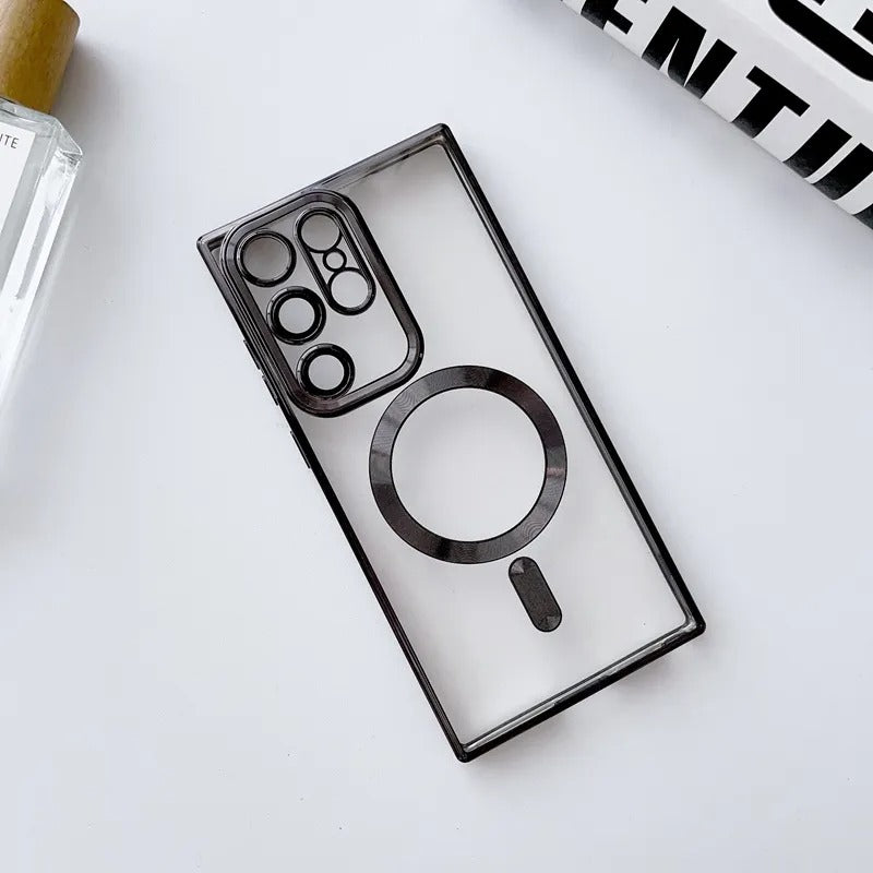 Samsung S23 Ultra Magsafe Magnetic Transparent Phone Case With Lens Protector
