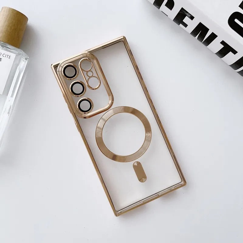 Samsung S23 Ultra Magsafe Magnetic Transparent Phone Case With Lens Protector