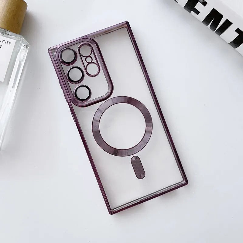 Samsung S23 Ultra Magsafe Magnetic Transparent Phone Case With Lens Protector