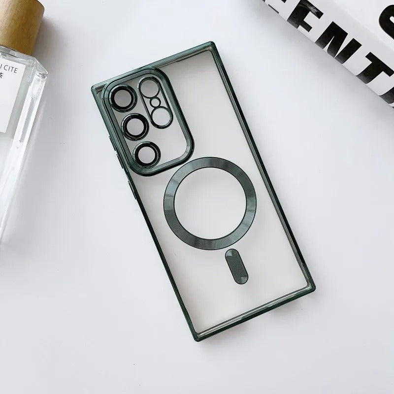 Samsung S23 Ultra Magsafe Magnetic Transparent Phone Case With Lens Protector