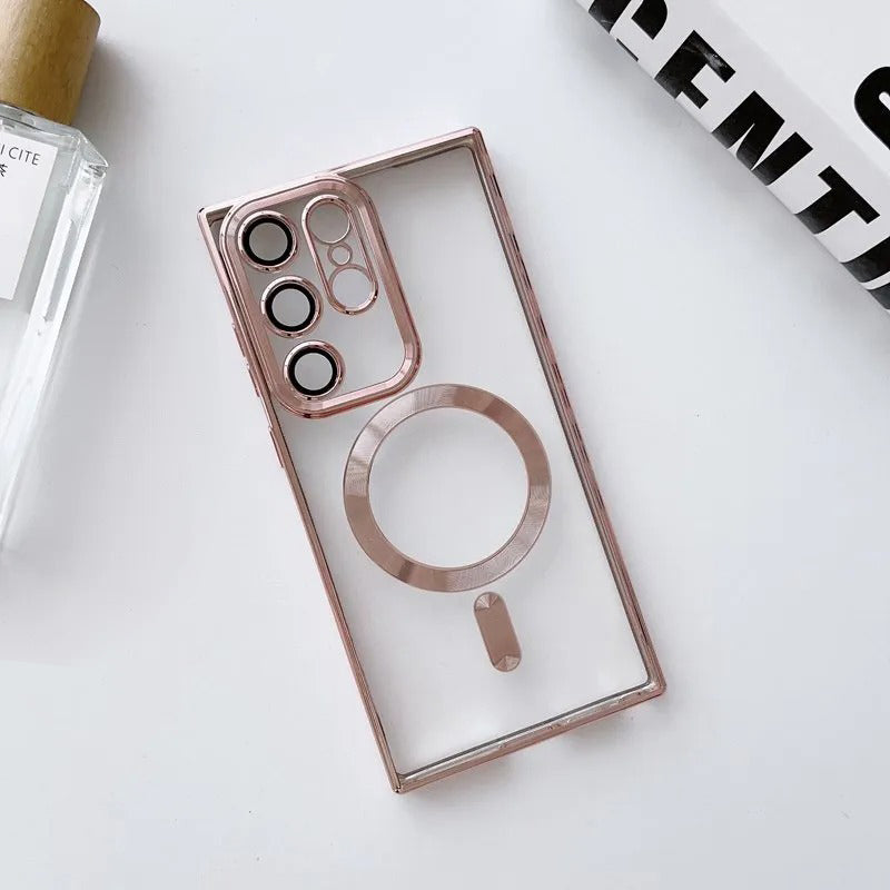 Samsung S23 Ultra Magsafe Magnetic Transparent Phone Case With Lens Protector