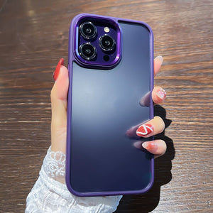 iPhone HD Clear Hybrid Deep Purple Case Cover Metal Lens Protection