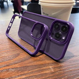 iPhone HD Clear Hybrid Deep Purple Case Cover Metal Lens Protection