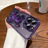 iPhone Cartoon Cute Bear Glitter Case Cover Purple